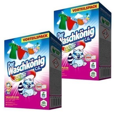 Der Waschkönig Color Waschpulver für 96 Wäschen, 2x48 Waschladungen