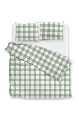 Zo! Home Cotton Bettwäsche 200x200 Quattro di Lino Moss Green grün weiß kariert