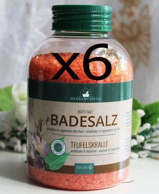 6x575g Herbamedicus Badesalz Teufelskralle wohltuend belebend Bath Salt Vegan