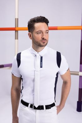 Pikeur Herren Turniershirt White/Navy Sportswear FS 2024