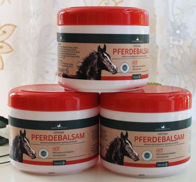 3x500ml Herbamedicus Pferdebalsam HOT Pferde Massage Rosmarin wärm entspannt