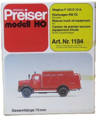 Preiser 1184 - Magirus - Rüstwagen RW Öl - Bausatz - HO - 1:87 - Originalverpackung