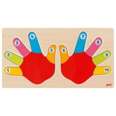 goki Einlege- Hände 14tlg. Lernpuzzle Zählen Holzpuzzle Holzspielzeug 57875 NEU