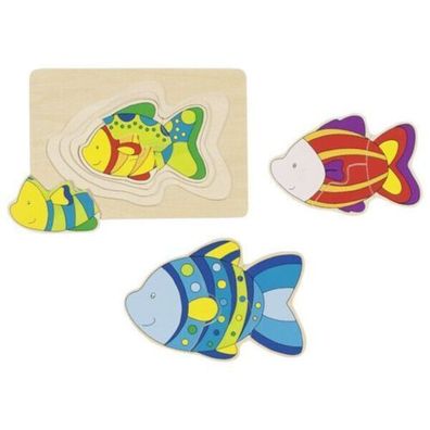 goki Schichtenpuzzle Fisch 11tlg.. Holzspielzeug Holzspiel Holzpuzzle 57897 Neu