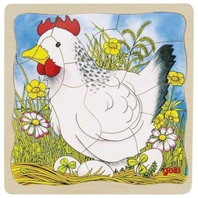 goki Schichtenpuzzle Das Huhn 44tlg. Holzspielzeug Holzspiel Holzpuzzle 57521 Neu