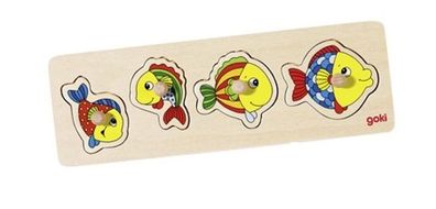 goki Holz Steckpuzzle Fische aus Holz Holzpuzzle Puzzle Holzspielzeug NEU&OVP