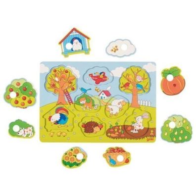 goki Holz Hintergrundbildpuzzle Im Garten 8tlg Holzpuzzle Puzzle Kinder NEU 57473