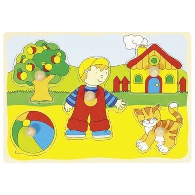 goki Holz Katze, Haus, ... Steckpuzzle 5tlg. Holzpuzzle Puzzle 57858 Kinder NEU
