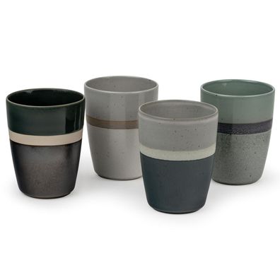 Bredemeijer Keramik Teebecher Set 4-teilig farbige Teetassen Trinkbecher je 200 ml Vo