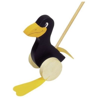 goki Schiebetier Rabe aus Holz mit Schiebestab Länge ca. 59cm 54997 NEU
