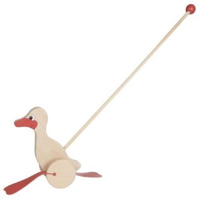 goki Schiebetier Ente aus Holz mit Schiebestab Länge ca. 59cm WP004 NEU