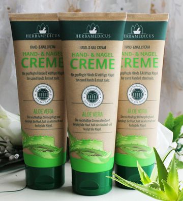 3x125ml Herbamedicus Hand Nail Creme Handcreme Aloe Vera Glycerin Provitamin B5