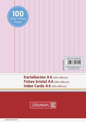 Brunnen 10-2260120 Karteikarten Karteikarton 180 g/ m² A6 quer liniert rot