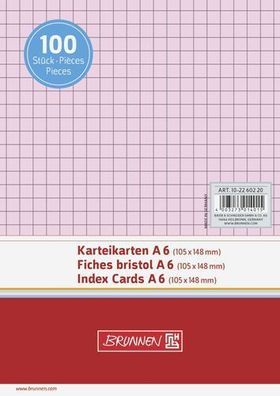 Brunnen 10-2260220 Karteikarten Karteikarton 180 g/ m² A6 quer kariert rot