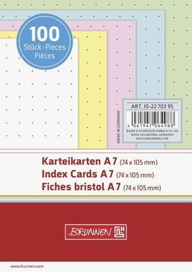 Brunnen 10-2270395 Karteikarten Karteikarton 180 g/ m² A7 quer dotted sortiert