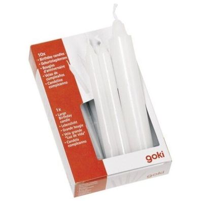 goki Geburtstagskerzen weiß Set 11 Stück ca. ?12mm Kerze Wachskerze NEU