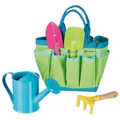 Goki Gartenwerkzeug m. Tasche 5tlg Gartengeräte Schaufel Harke Garten Kinder 63892