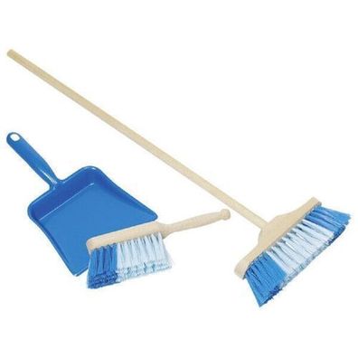 Goki Kinderkehrschaufel, Handfeger und Besen SET blau 15349 für Kinder Neu