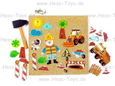 HESS Hammerspiel Baustelle Spielzeug Holzspielzeug Motorik 14937 Neu