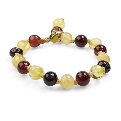 Grünspecht Bernstein Armkettchen - Fußkettchen multi Babyschmuck 503-V2 NEU
