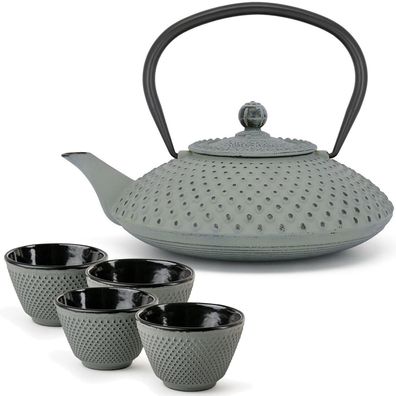 Tee Set Gusseisen hellgrüne induktive 1.25 Liter Teekanne mit 4 Teebecher