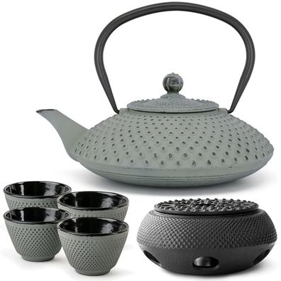Bredemeijer Asia Teekanne Gusseisen 1,25 L grün Set Stövchen - 4 Teebecher