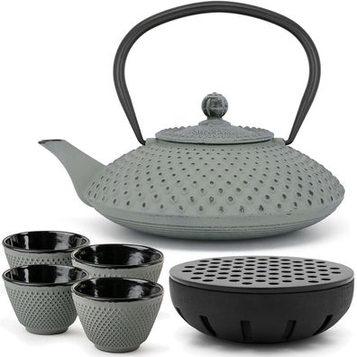 Bredemeijer Asia Teekanne Gusseisen 1.25L grün Set Teewärmer & 4 Teebecher