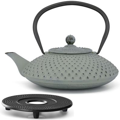 Bredemeijer Asia Teekanne Gusseisen 1.25L grün Set mit schwarzem Untersetzer