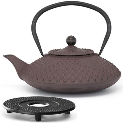 Bredemeijer Teekanne Gusseisen 1,25 L lila Set Untersetzer & Edelstahl Sieb