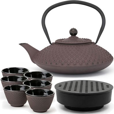 Bredemeijer Teekanne Set Gusseisen 1,25 L lila 6 Becher & Teewärmer & Sieb