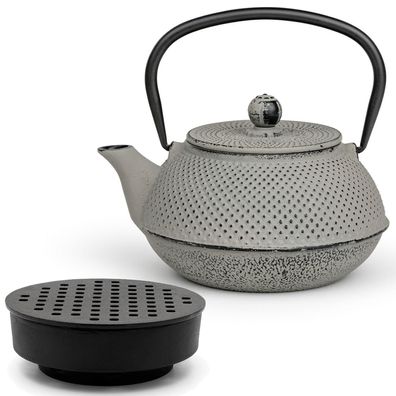 Bredemeijer Teekanne Set 0,8 L klein Asia Gusseisen grau mit Teewärmer
