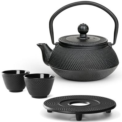 Bredemeijer Mini Teekanne schwarz 0.5 L induktive Gusskanne Set und Untersetzer & 2 B