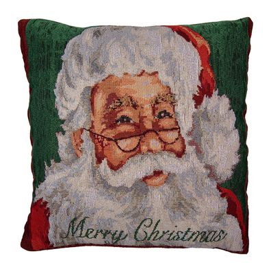 Clayre & Eef Kissenbezug 44x44 cm Rot Polyester Quadrat Weihnachtsmann (Gr. 44x44 cm)