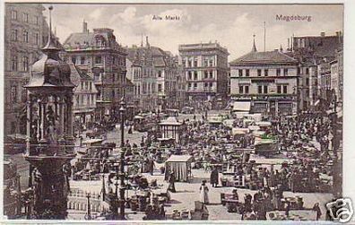 32002 Ak Magdeburg alter Markt mit Verkaufsstände 1911