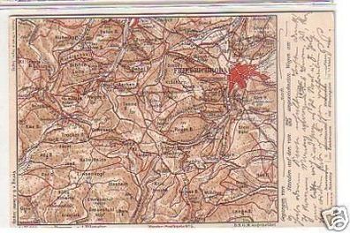 32025 Landkarten Ak Friedrichroda und Umgebung 1898