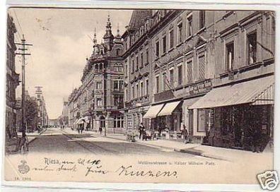 32705 Ak Riesa Wettinerstraße Kaiser Wilhelm Platz 1910
