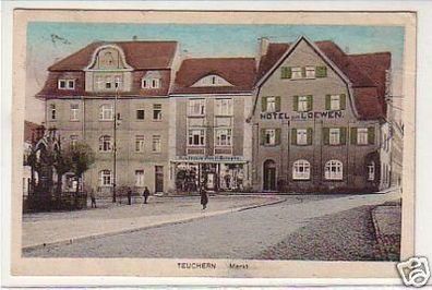 33016 Ak Teuchern Markt Hotel zum Löwen 1919