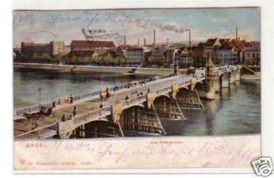 25391 Ak Basel Schweiz alte Rheinbrücke 1903