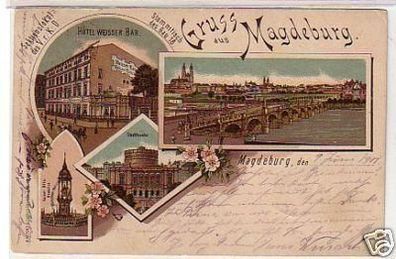 25629 Ak Lithographie Gruß aus Magdeburg 1901