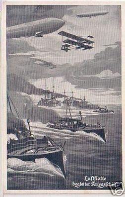 25839 Ak Zeppelin Luftflotte begleitet Kriegsschiffe