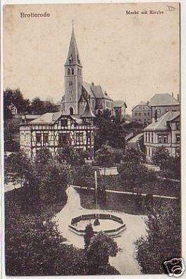 25884 Ak Brotterode Markt mit Kirche um 1910