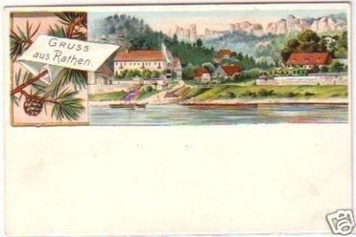 24551 Ak Lithographie Gruß aus Rathen um 1900