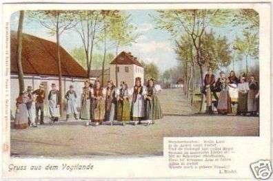 24614 Reim-Ak Gruss aus dem Vogtlande mit Trachten 1908