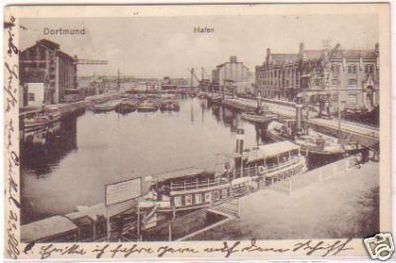 24647 Ak Dortmund Hafen mit Schiffen 1921