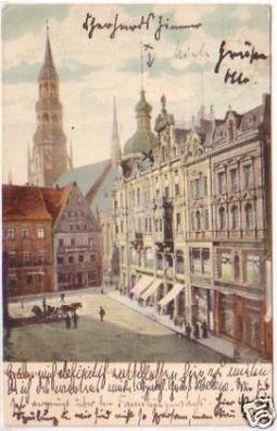 24940 Ak Zwickau Markt mit Marienkirche 1906