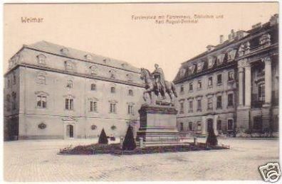 24944 Ak Weimar Fürstenplatz und Bibliothek um 1920