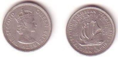 25 Cents Nickel Münze Britisch Karibische Gebiete 1965