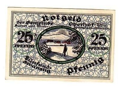 25 Pfennig Banknote Notgeld Gemeinde Oberhof in Thür.