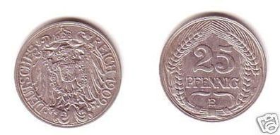 25 Pfennig Nickel Münze Deutsches Reich 1909 E Jäger 18