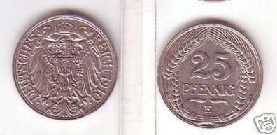 25 Pfennig Nickel Münze Deutsches Reich 1910 E Jäger 18